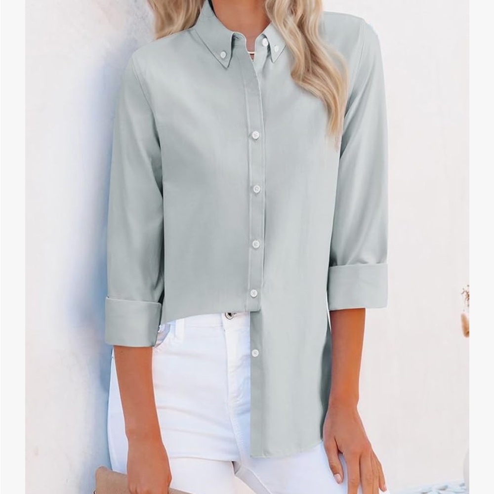Women's Light Gray Oxford Blouse